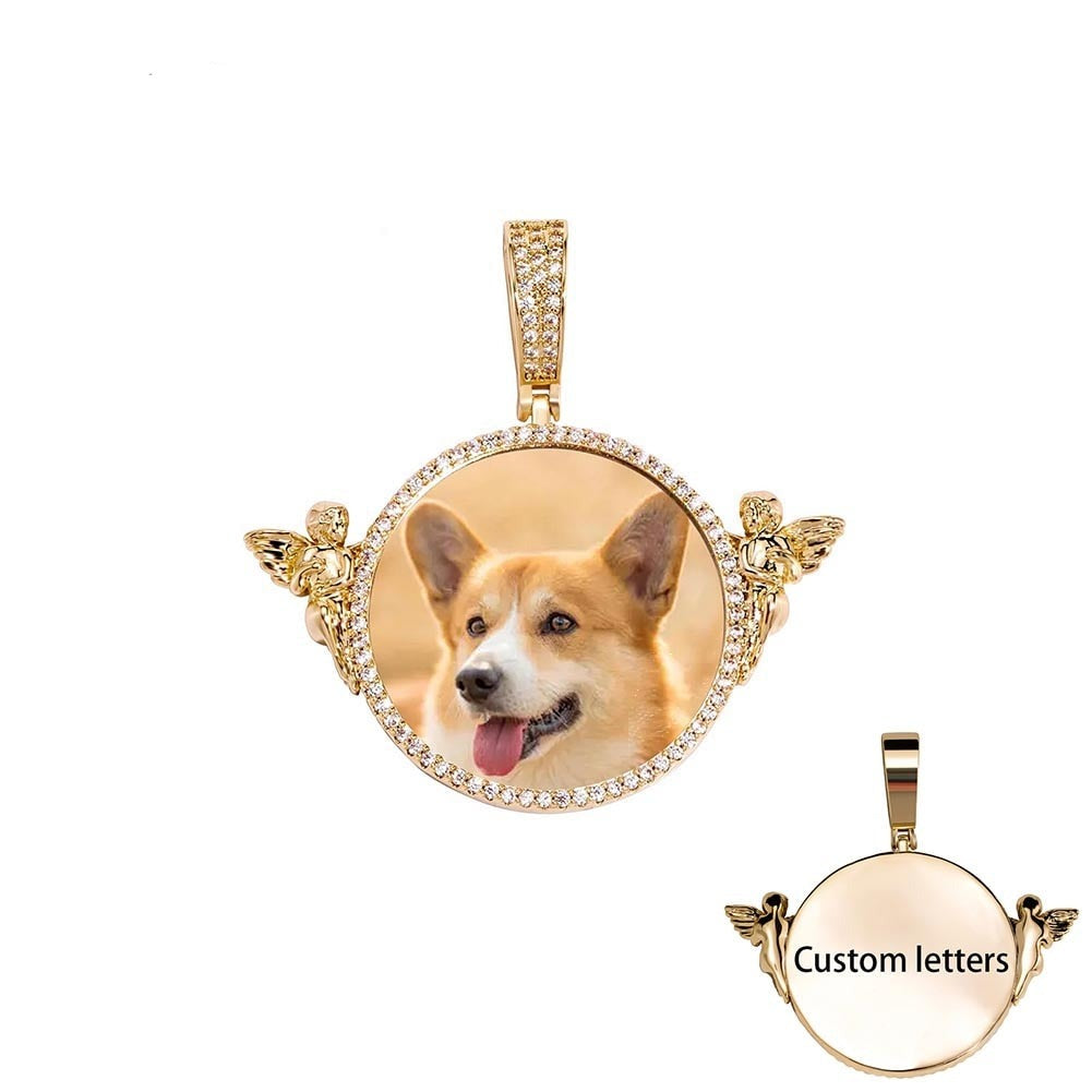 Personalized Custom Photo Pendant Round With Angel For Men Women Jewelry - MERGE.DAY.1.FREESTYLE