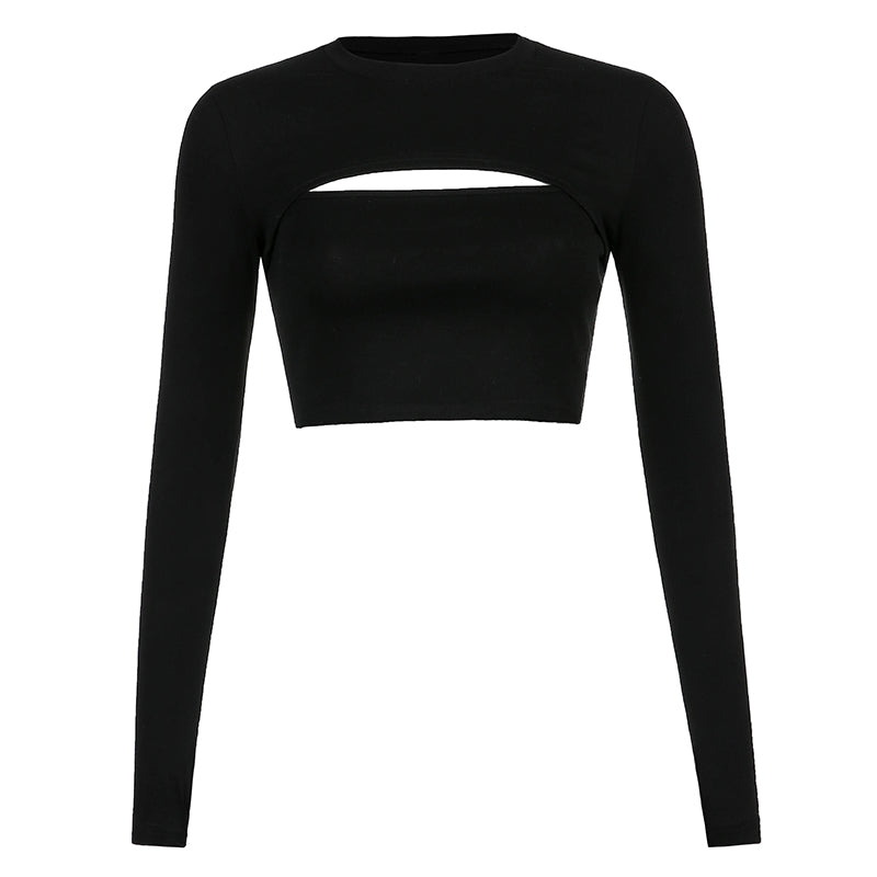 Sexy Hollow Knit Top Sweater Women Party Navel Slim Ribbed Summer Lady Shirts - MERGE.DAY.1.FREESTYLE
