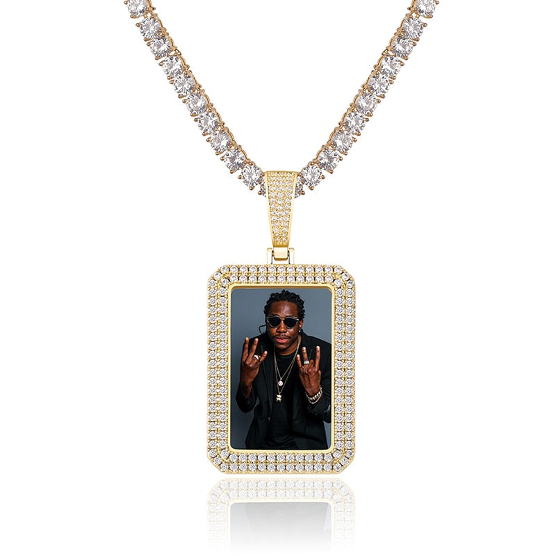custom photo square medallion pendant hip hop fashion jewelry - MERGE.DAY.1.FREESTYLE