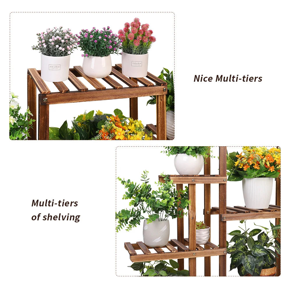 Heavy Duty Wooden Plant Stand Flower Pots Shelf Indoor Outdoor Display Rack - MERGE.DAY.1.FREESTYLE