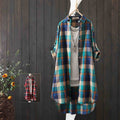 100% Cotton Plaid Shirt Long Sleeve Button Up Casua Loose Blouse Plus Size - MERGE.DAY.1.FREESTYLE