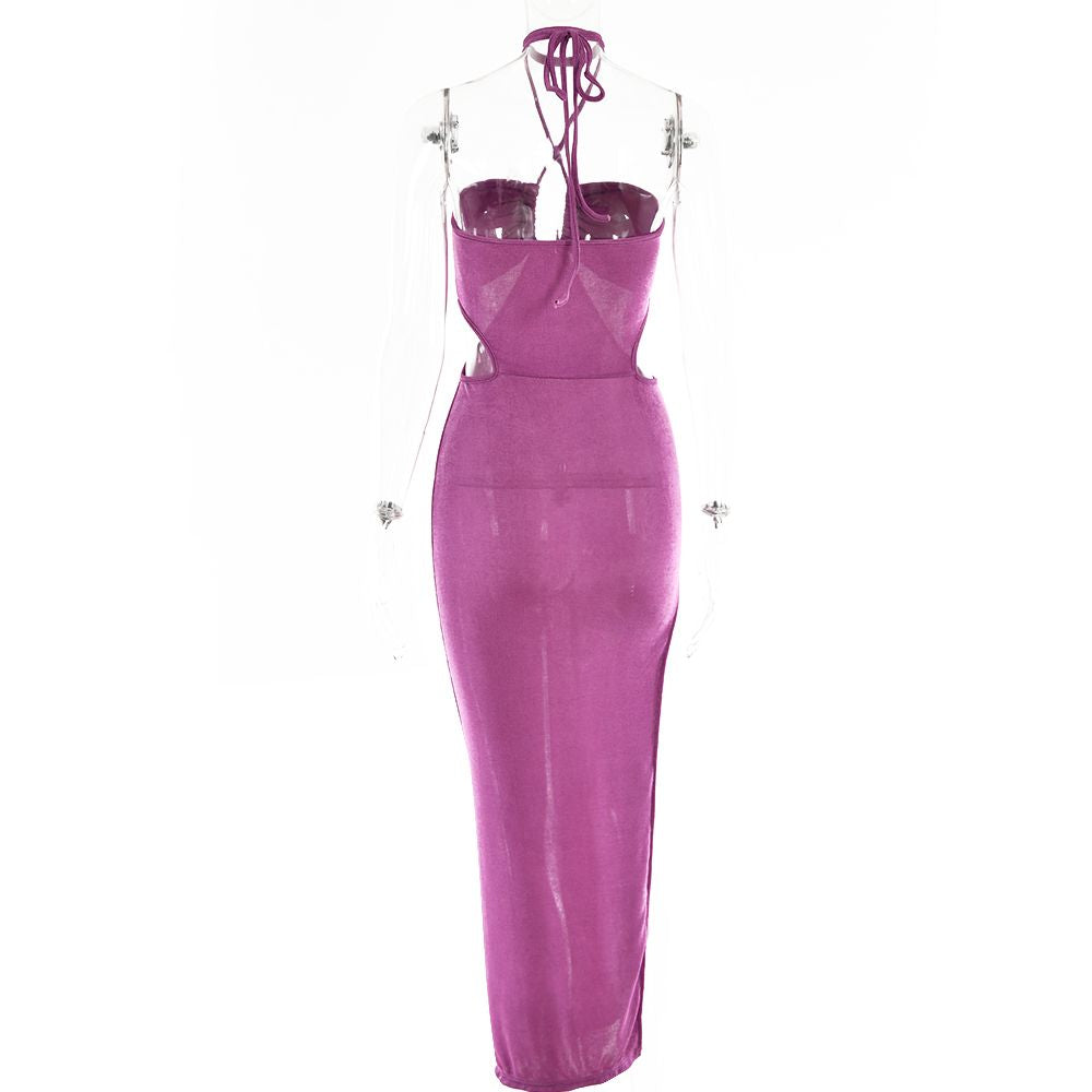 Women Halter Cut Out Backless Corset Midi Dress High Waist Split Slim Grunge Vestidos 2022 Summer - MERGE.DAY.1.FREESTYLE