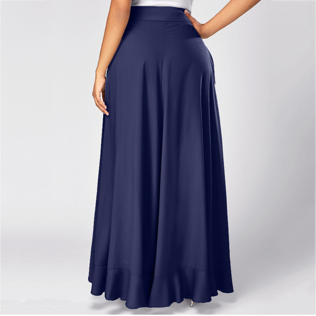 Women Pants Causal Ruffle Drawstring TrouserHigh Waist Loose Dancing Outfits Palazzo Skirt - MERGE.DAY.1.FREESTYLE