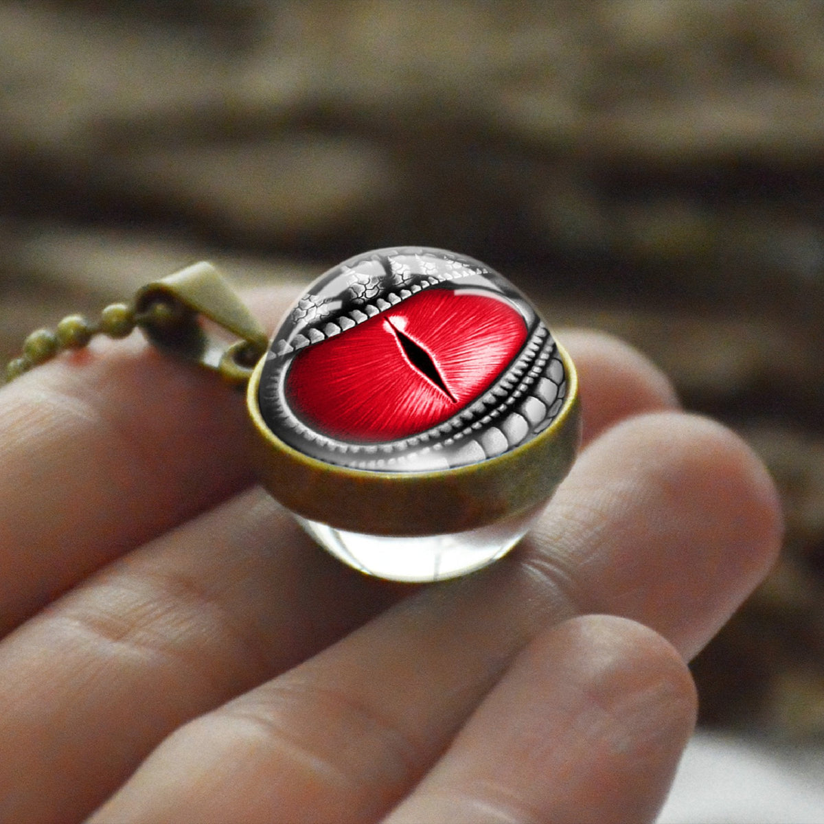 Dragon Eyes Double Side Dome Glass Ball Pendant Bronze Zinc Alloy Necklace Handmade Necklaces - MERGE.DAY.1.FREESTYLE
