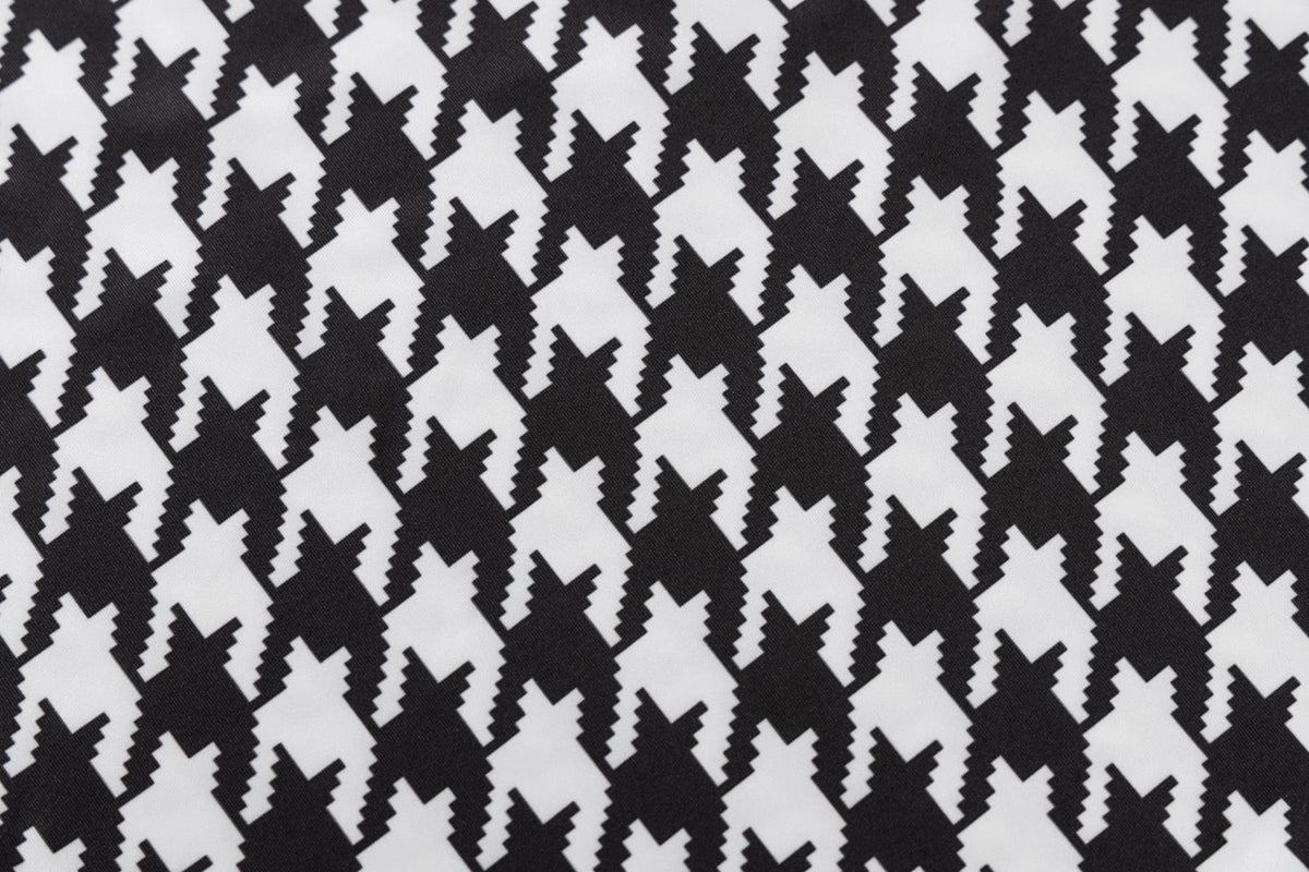 Houndstooth Print Women Long Sleeve Midi Dress Hollow Out Bodycon Streetwear - MERGE.DAY.1.FREESTYLE