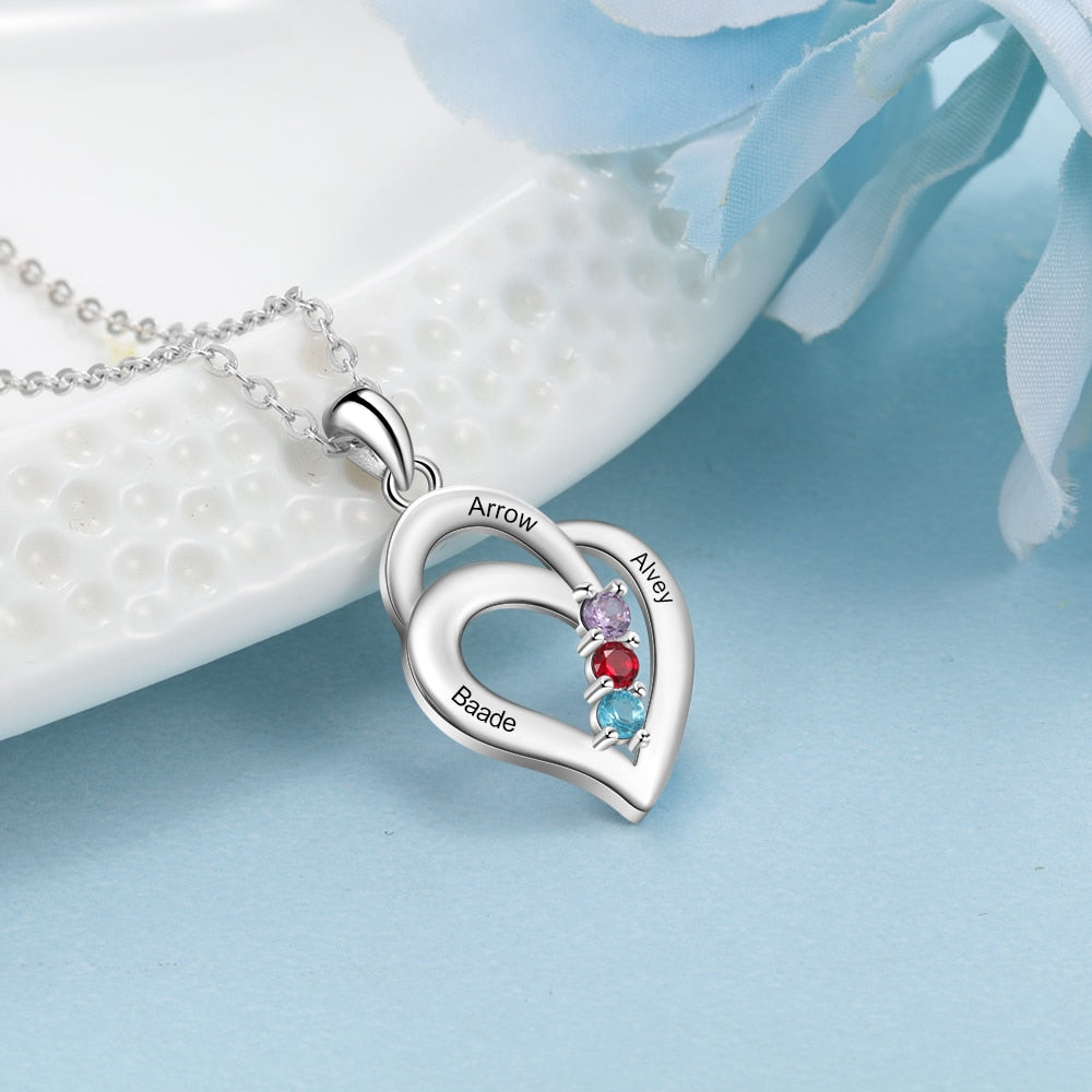 3 Birthstones Engravable Jewelry Customized Name Necklaces Pendant - MERGE.DAY.1.FREESTYLE