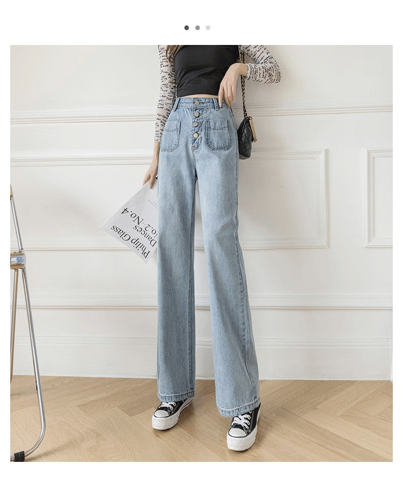 Women's Loose Straight Denim Trousers Female High Waist Wide Leg Pants high street - MERGE.DAY.1.FREESTYLE