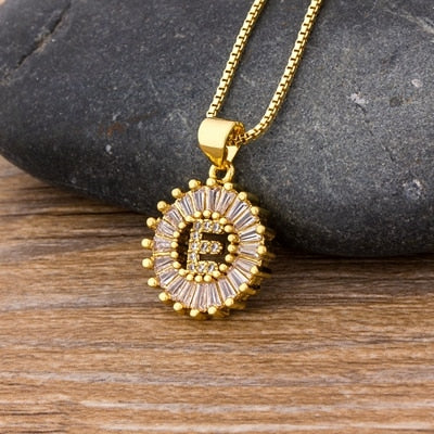 Initial Letter Necklace 26 Letters Charm Gold Name Necklace Pendant - MERGE.DAY.1.FREESTYLE