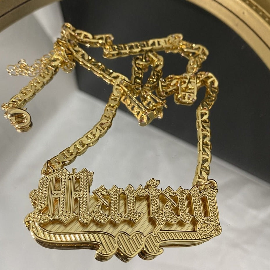 Custom Nameplate Necklace 3D Pendant Necklace Personalized Custom Name Jewelry - MERGE.DAY.1.FREESTYLE