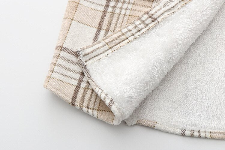 Velvet Thicken Plaid Shirts Blouses Autumn Winter Warm Shirts - MERGE.DAY.1.FREESTYLE