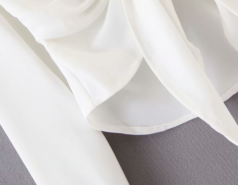 mini dress summer long sleeves women irregularity pleated vocation style loose white shirtdress - MERGE.DAY.1.FREESTYLE