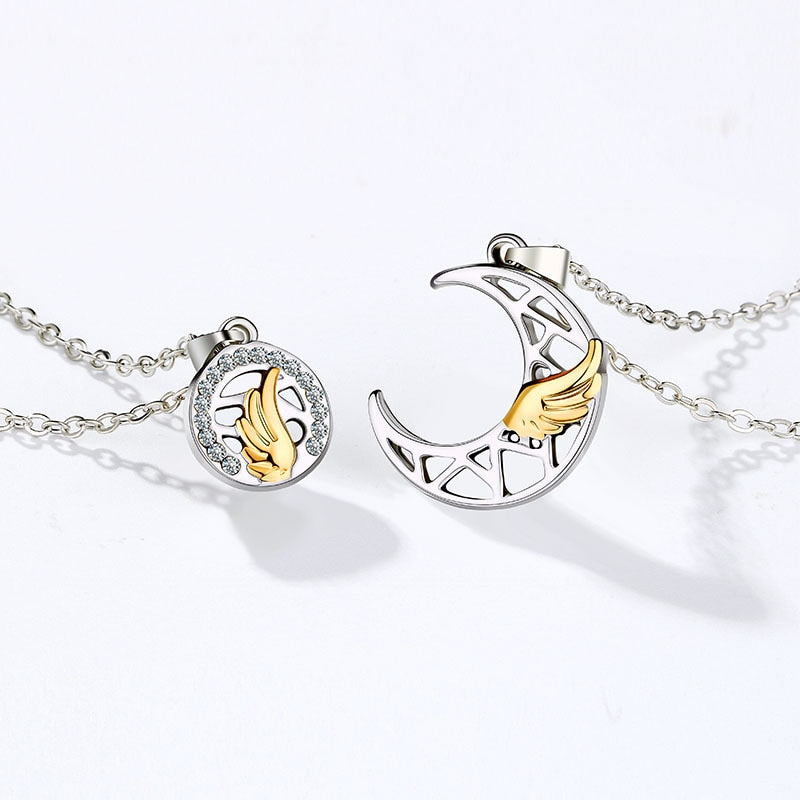 Sun Moon Wing Couple Necklace Magnet Attract Simple Fashion Valentine's Day Necklace - MERGE.DAY.1.FREESTYLE