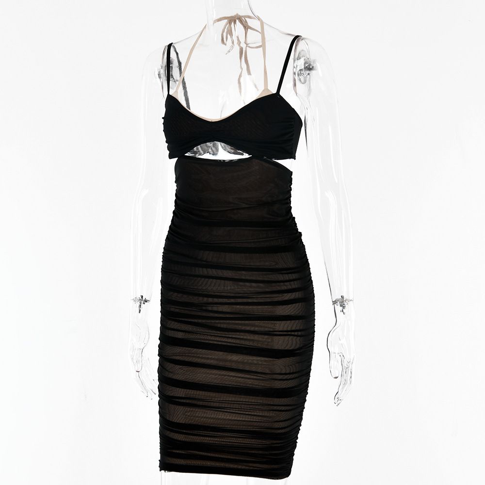 Women Spaghetti Strap Corset Cut Out Lined Long Dress Sexy Ruched Backless Elegant Bodycon - MERGE.DAY.1.FREESTYLE