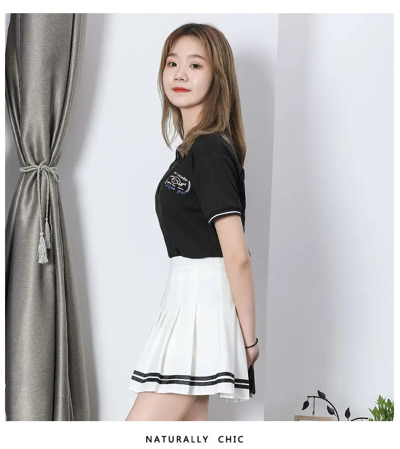 Striped Pleated Elastic Waist Female Sweet Mini Dance Plaid Skirt Y2k - MERGE.DAY.1.FREESTYLE