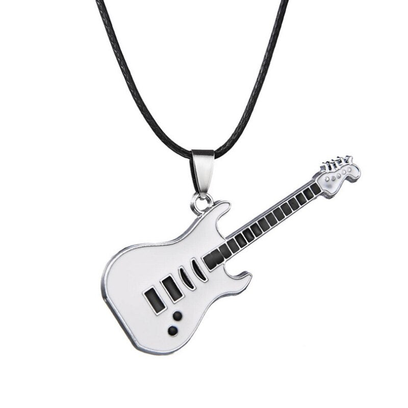Love Music Exquisite Guitar Shaped Pendant Leather Rope Clavicle Chain Jewelry - MERGE.DAY.1.FREESTYLE