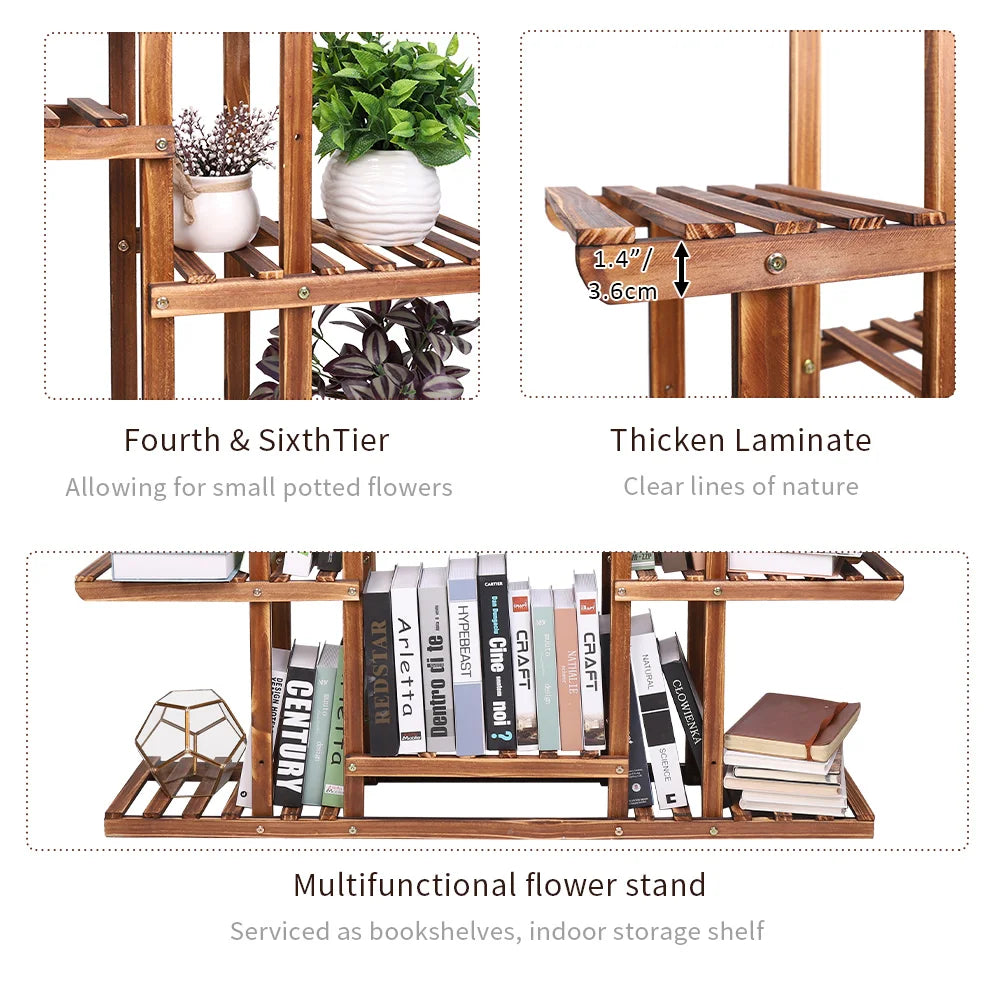 Heavy Duty Wooden Plant Stand Flower Pots Shelf Indoor Outdoor Display Rack - MERGE.DAY.1.FREESTYLE