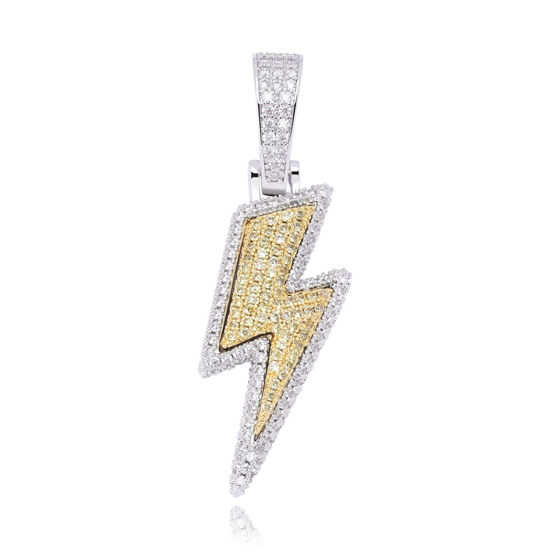 Iced Out Bling Lightning Pendants With Tennis Chain Copper Material Men's Hip Hop Jewelry Gift - MERGE.DAY.1.FREESTYLE