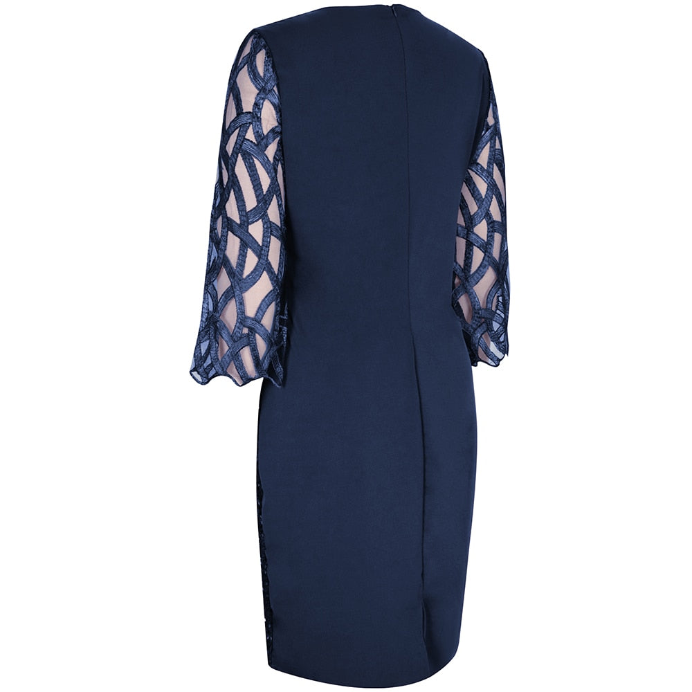 Elegant Sequin Evening Party Dresses 2022 Spring Mesh Patchwork Casual Midi Dress - MERGE.DAY.1.FREESTYLE