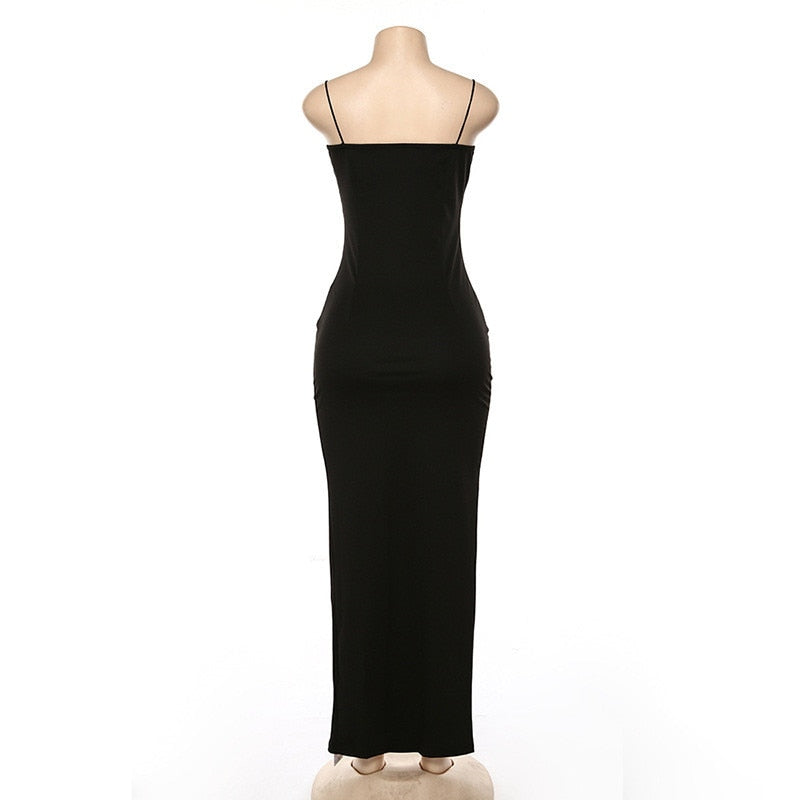 Backless Strap Split Dress Women Elastic Long Dresses Sleeveless Camisole Dress - MERGE.DAY.1.FREESTYLE