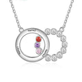 Personalized Name Interlocking Circle Pendants Custom 3 Birthstones Necklaces - MERGE.DAY.1.FREESTYLE