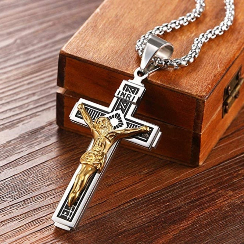 Personality Creative Jesus Cross Amulet Pendant Rock Casual Gift Catholic Christian Necklace - MERGE.DAY.1.FREESTYLE