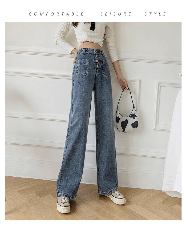 Women's Loose Straight Denim Trousers Female High Waist Wide Leg Pants high street - MERGE.DAY.1.FREESTYLE