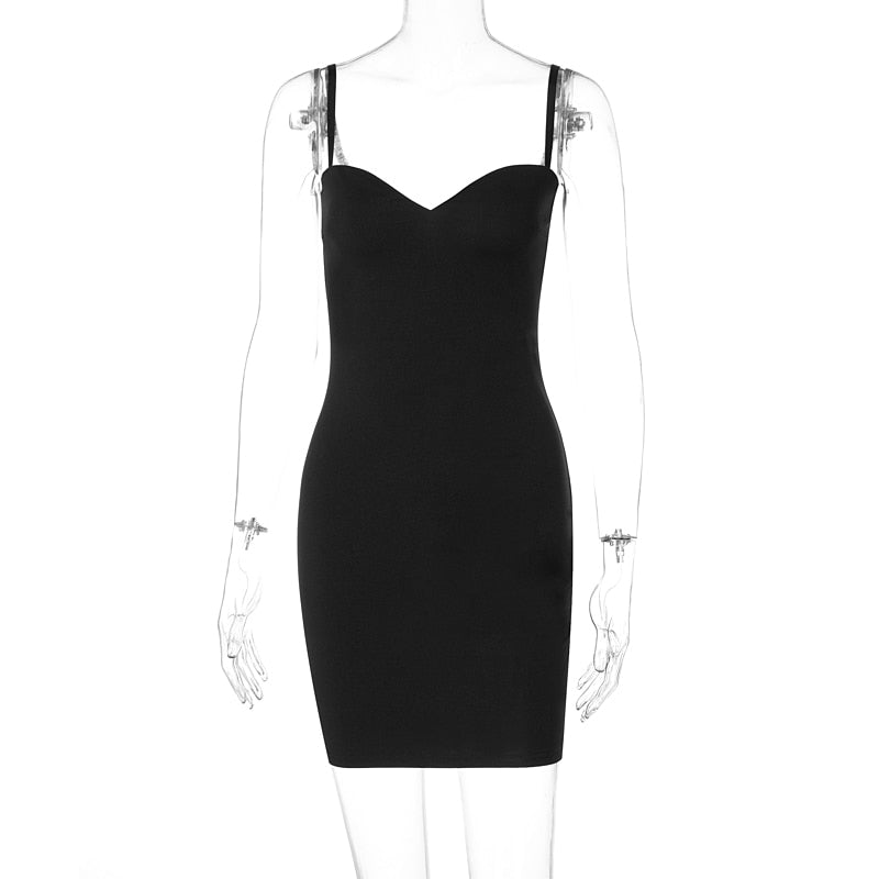 Solid Women Strap Mini Dress Bodycon Sexy Streetwear Clothes Basic Slim Fashion Casual - MERGE.DAY.1.FREESTYLE