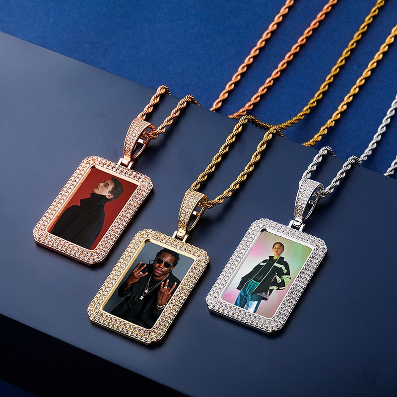 custom photo square medallion pendant hip hop fashion jewelry - MERGE.DAY.1.FREESTYLE