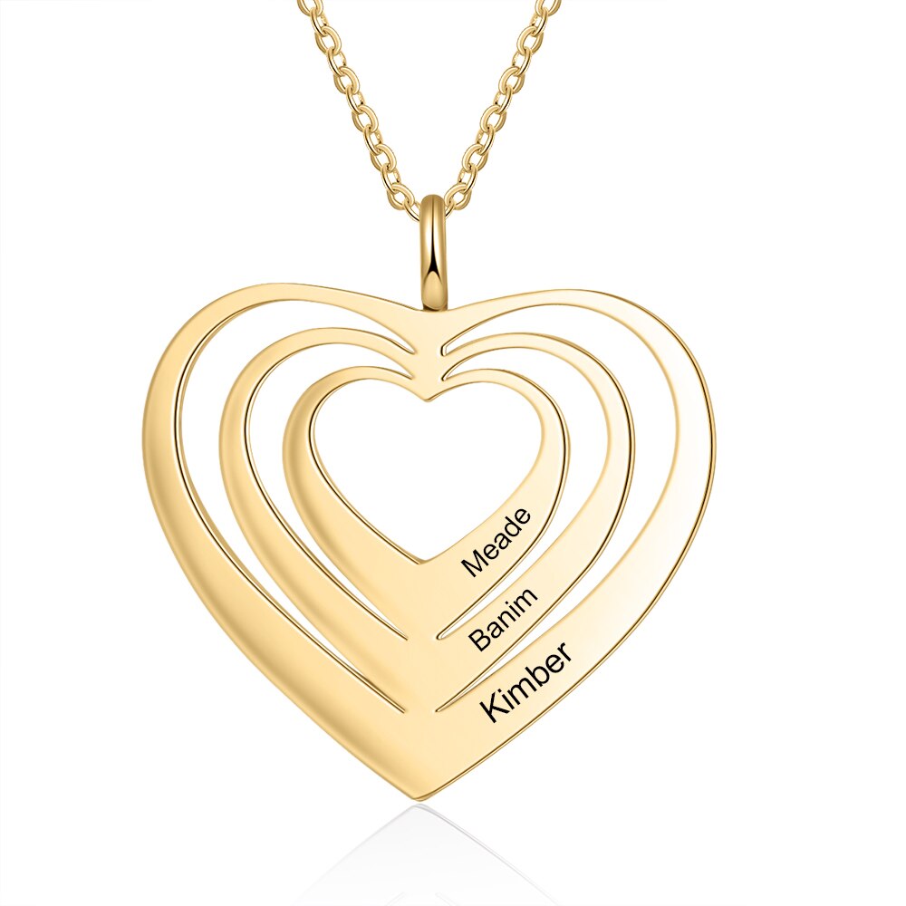 Customized 3 Hearts Pendant Personalized Engraving Name Necklaces - MERGE.DAY.1.FREESTYLE