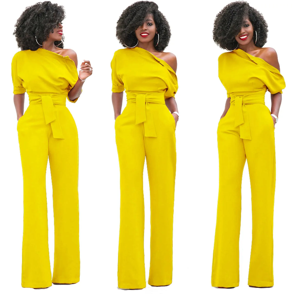 Hot Sale Professional Women's Fashion Solid Color Asymmetrical One-piece Jumpsuits