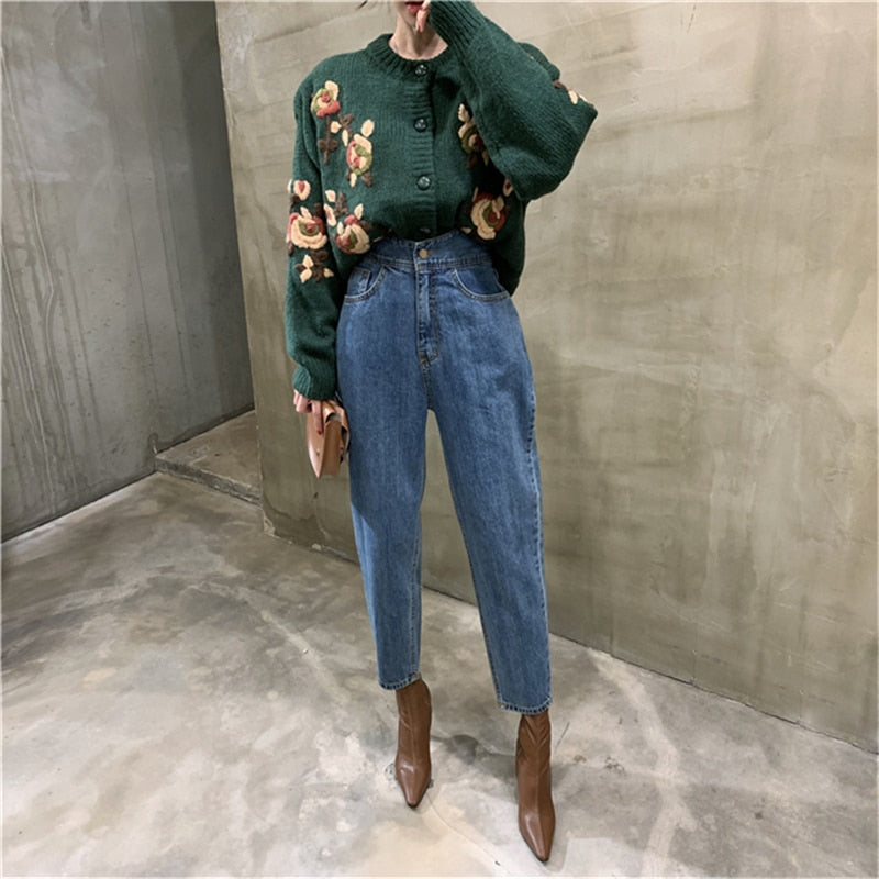 Harem Jeans Pants High Waist Loose Denim Jeans Female Buttons Trousers - MERGE.DAY.1.FREESTYLE