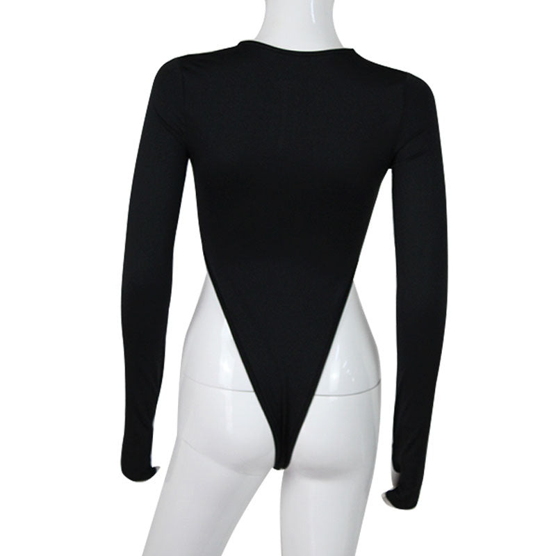 Women Jumpsuits Fashion Solid Zipper Long Sleeve Sheath Skinny Rompers - MERGE.DAY.1.FREESTYLE