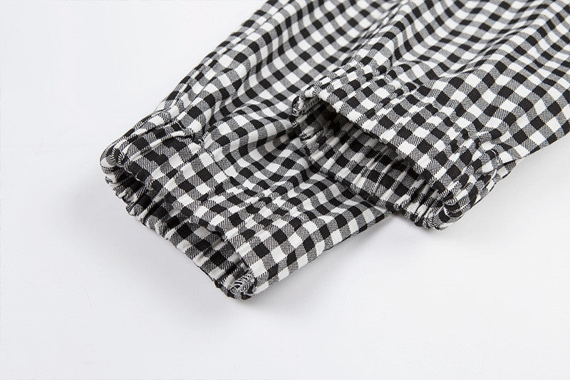 Women Straps Jumpsuits Ladies Summer Plaids Checked Playsuits Backless Outfits White&Black - MERGE.DAY.1.FREESTYLE