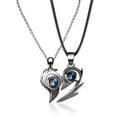 One Pair Magnetic Flame Heart Shaped Custom 100 languages Name Projection Couples Necklaces - MERGE.DAY.1.FREESTYLE