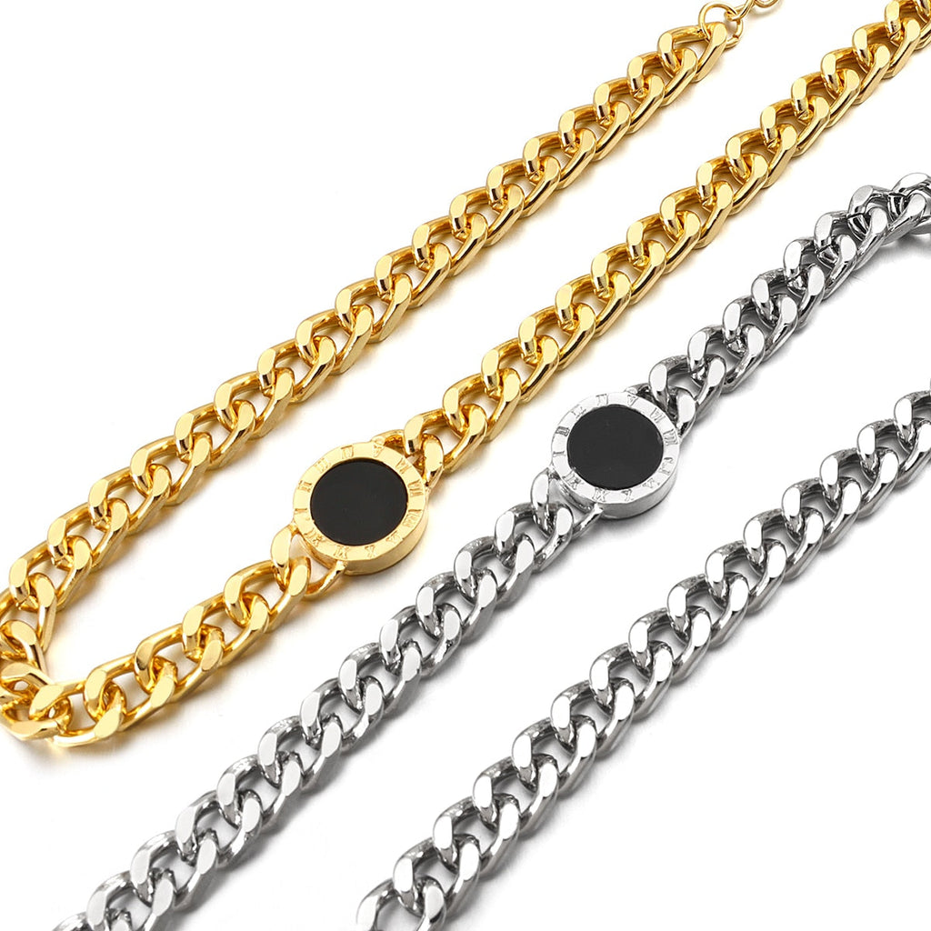 Roman Numerals Black Round Necklace Gold Silver Color Thick Statement Necklaces - MERGE.DAY.1.FREESTYLE