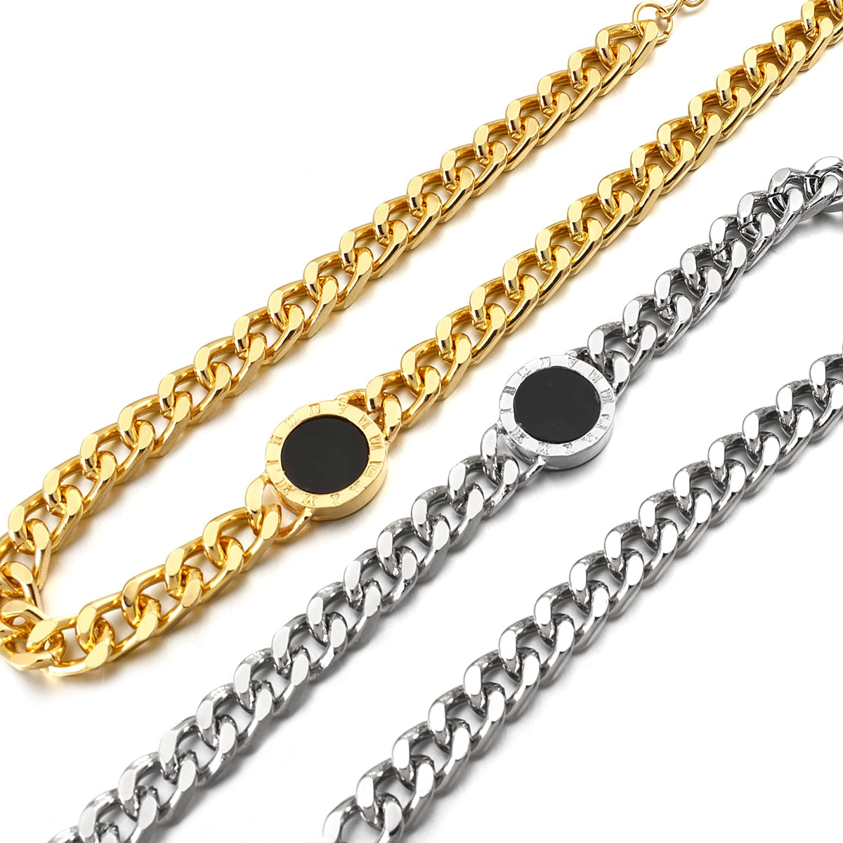 Roman Numerals Black Round Necklace Gold Silver Color Thick Statement Necklaces - MERGE.DAY.1.FREESTYLE