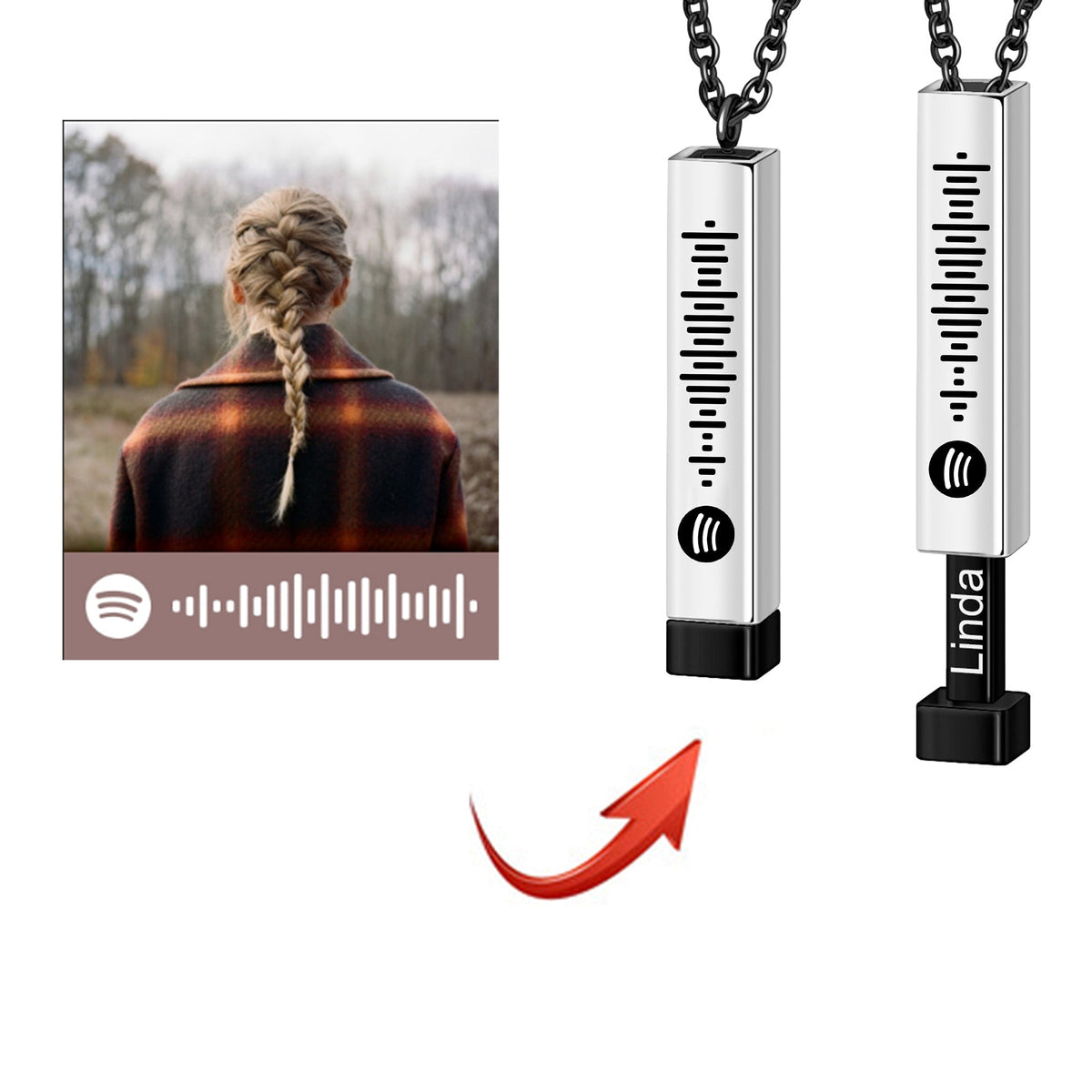 Custom Music Spotify Code Favorite Song Double Retractable Rope Choker Necklaces - MERGE.DAY.1.FREESTYLE
