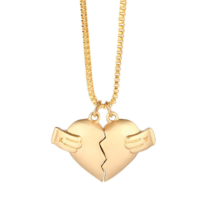 2Pcs Lovers Matching Heart Pendant Couple Magnetic Heart Pendant Necklace Couple Jewelry - MERGE.DAY.1.FREESTYLE