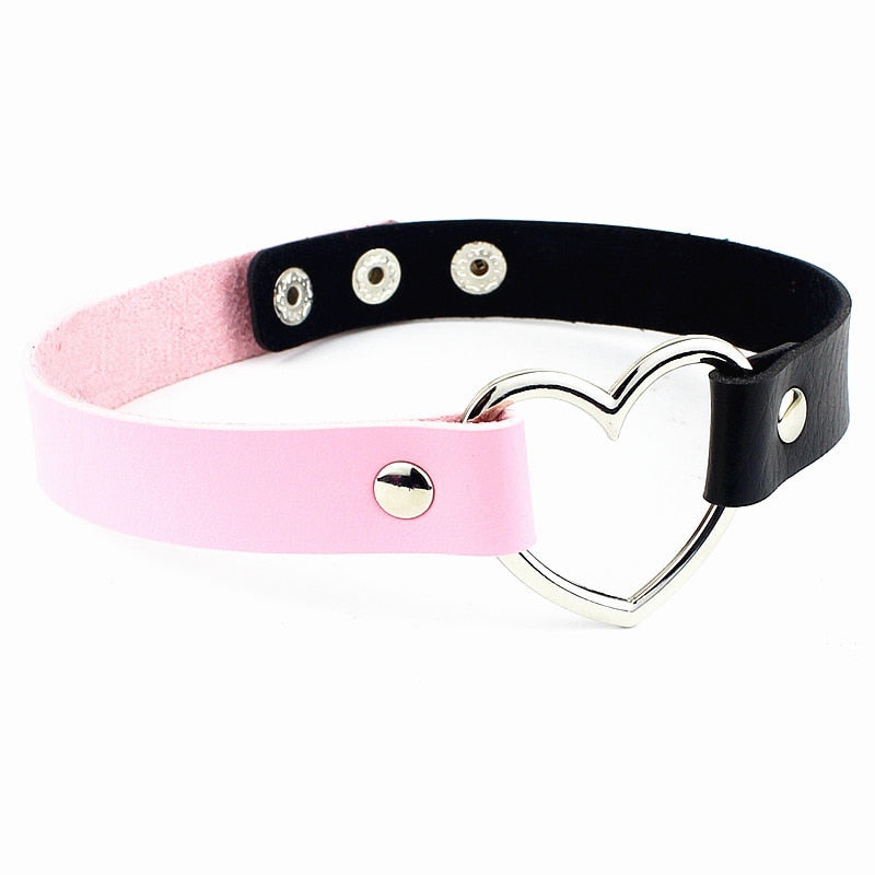 New Punk Gothic PU Leather Choker Chain Heart Buckle Collar Necklace - MERGE.DAY.1.FREESTYLE