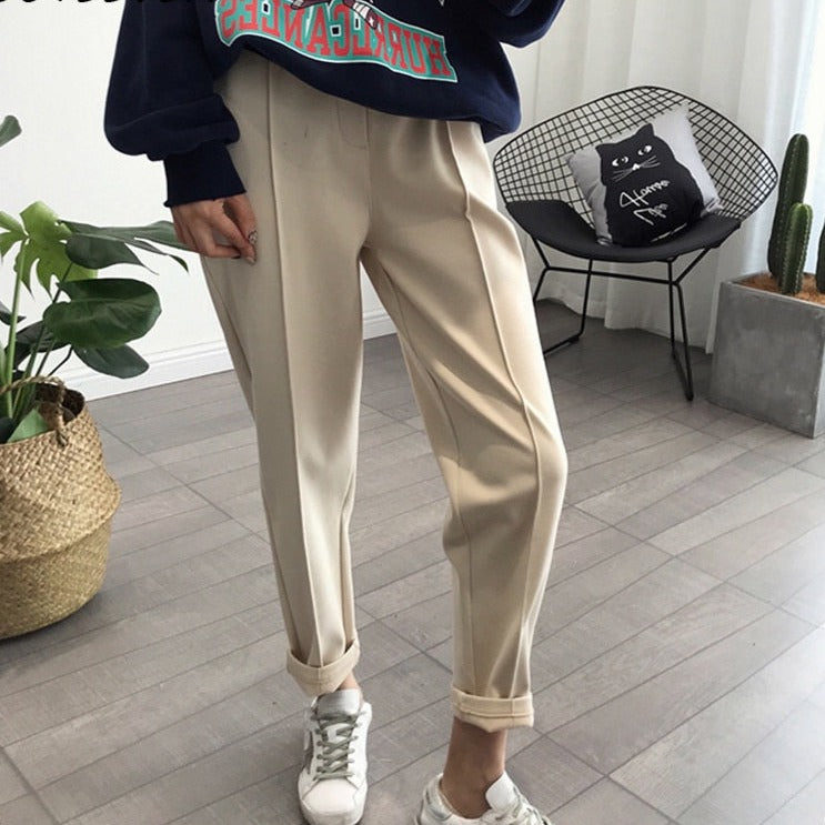 Pencil Pants Wool Pants Female Autumn High Waist Loose Trousers Capris - MERGE.DAY.1.FREESTYLE