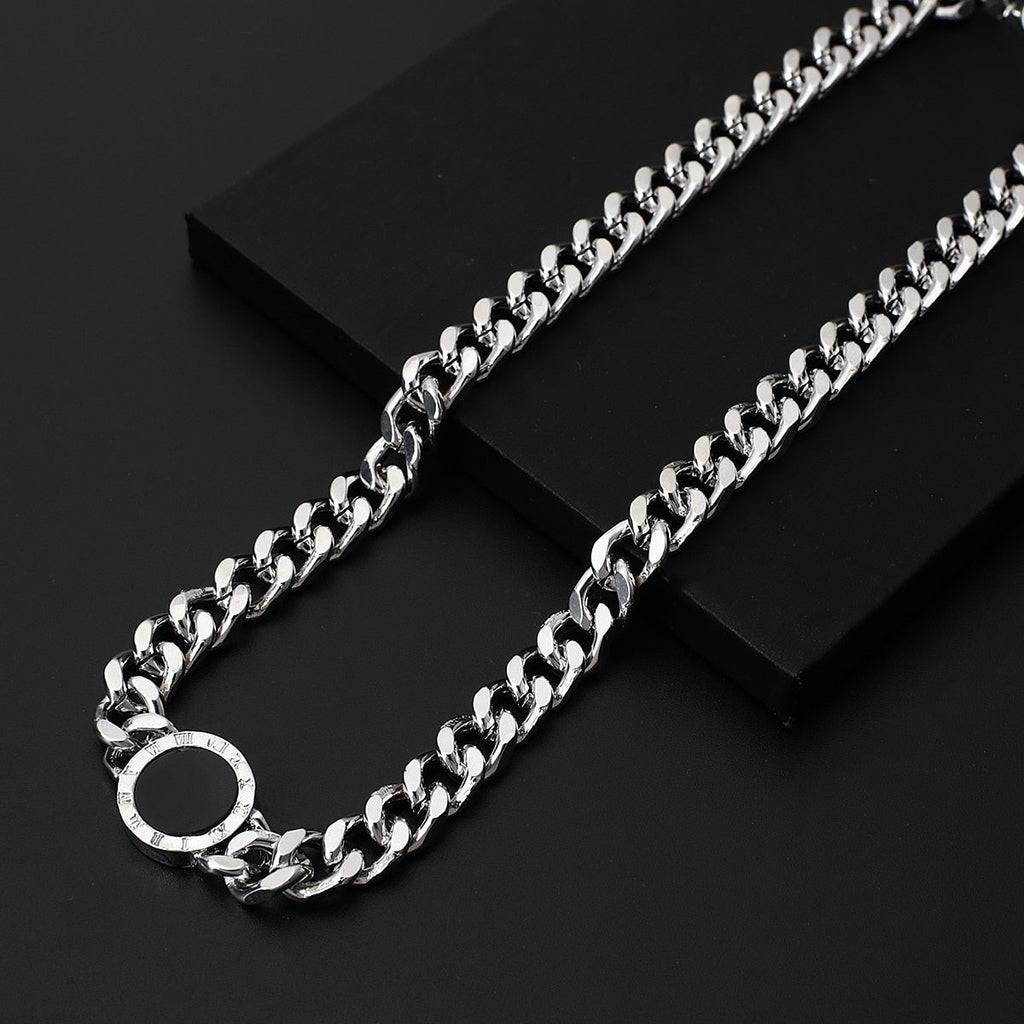 Roman Numerals Black Round Necklace Gold Silver Color Thick Statement Necklaces - MERGE.DAY.1.FREESTYLE