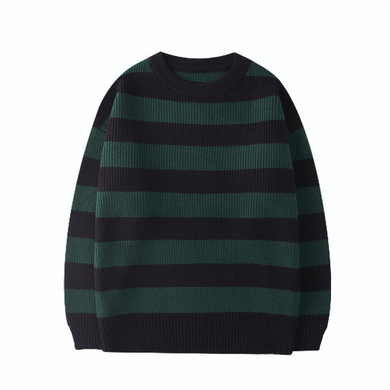 Autumn Winter Knitted Striped Sweater Casual Oversized Pullovers Sweaters - MERGE.DAY.1.FREESTYLE