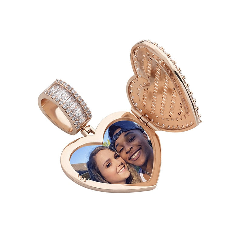 Large Size Heart Shape Custom Photo Locket Frame Pendant love necklaces for her - MERGE.DAY.1.FREESTYLE