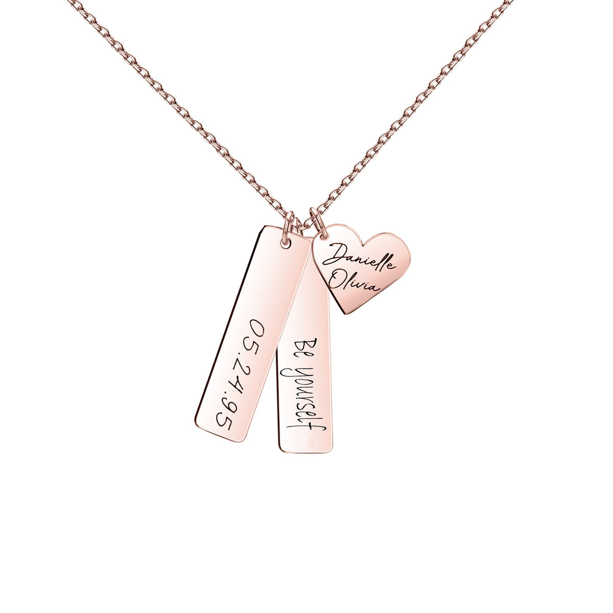 Heart-shaped Necklace Personalized Engraved Name Text Pendant - MERGE.DAY.1.FREESTYLE