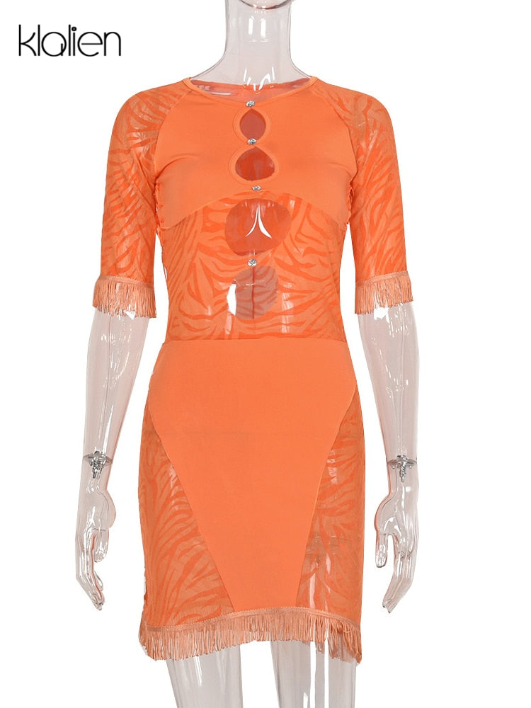 Cut Out Sexy Zebra Mesh Transparent Women's Pencil Short Dresses Mini Dress for Beach Bodycon - MERGE.DAY.1.FREESTYLE
