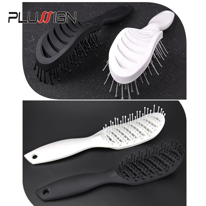 Styling Curly Hair Brush Salon Massager Comb Brush Detangling Drying Brush Anti Static Curved Vent Brush Scalp Massage Comb - MERGE.DAY.1.FREESTYLE