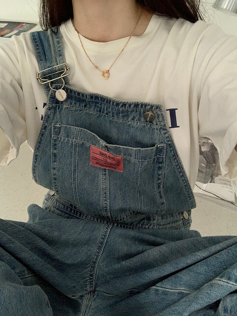 Casual Denim Jumpsuits Women Loose Overalls Baggy Wide Leg Rompers - MERGE.DAY.1.FREESTYLE
