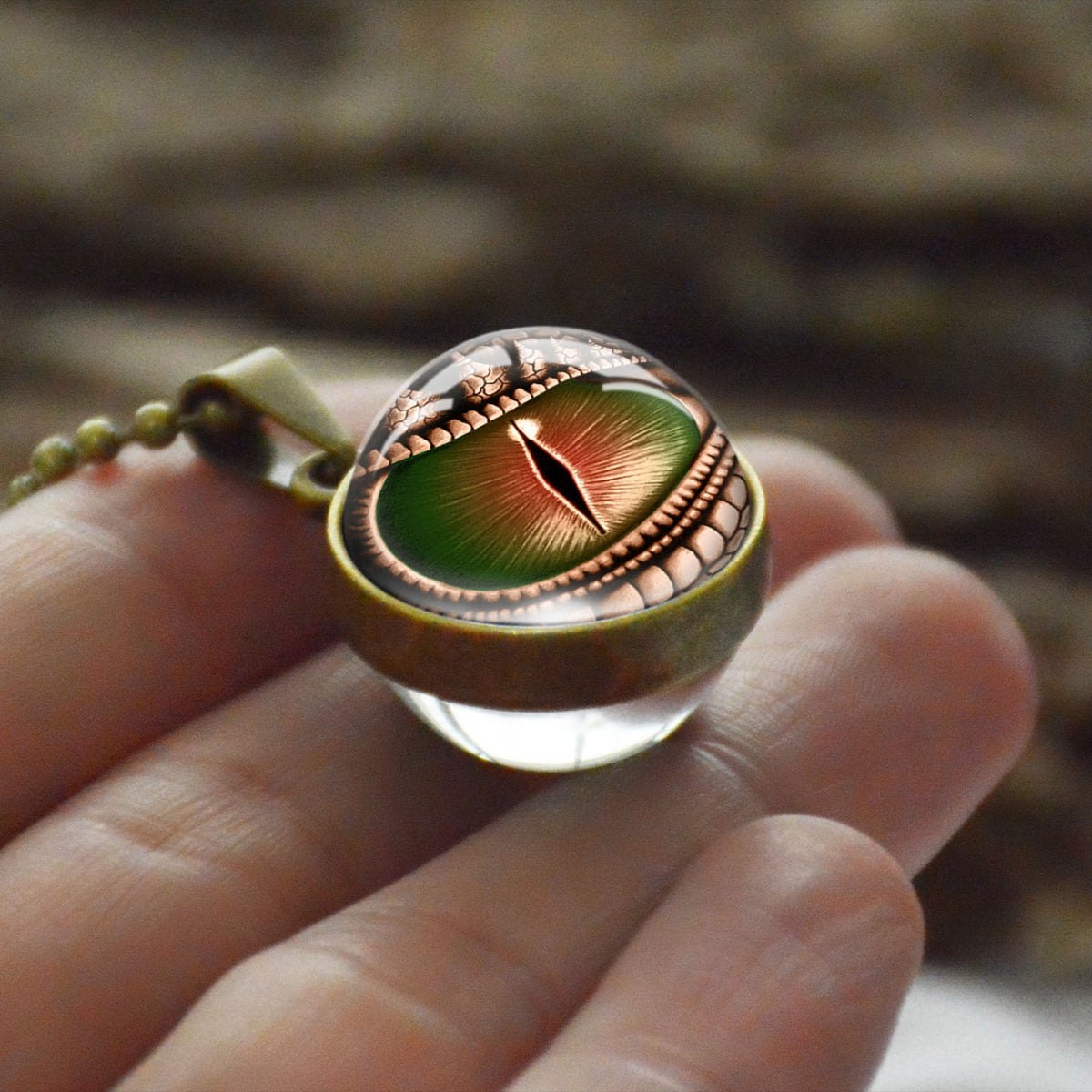Dragon Eyes Double Side Dome Glass Ball Pendant Bronze Zinc Alloy Necklace Handmade Necklaces - MERGE.DAY.1.FREESTYLE