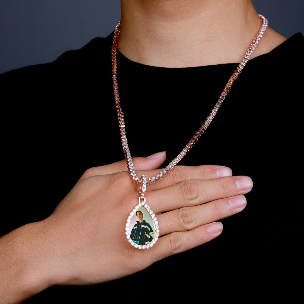 Custom Photo Pendant Drop-shaped Medal Pendant Necklace Hip Hop Jewelry - MERGE.DAY.1.FREESTYLE