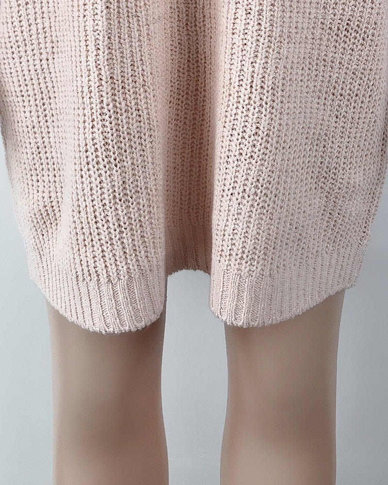 Women Turtleneck Oversized Knitted Dress Solid Long Sleeve Casual Elegant Mini Sweater Dress Plus Size - MERGE.DAY.1.FREESTYLE
